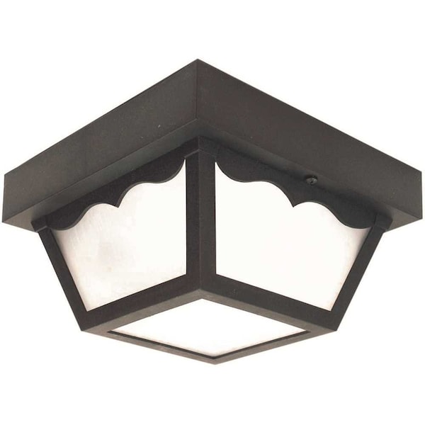 National Brand 8.25 in. 1-Light Black Square Outdoor Ceiling Flush Mount Fixture FC311-I60-BG - main